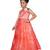 Red Cotton Blend Party Gown