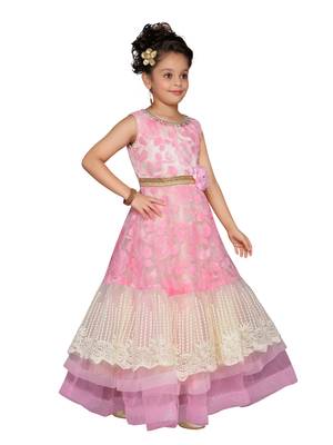 Pink Cotton Blend Party Gown 2