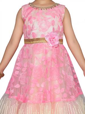 Pink Cotton Blend Party Gown 5