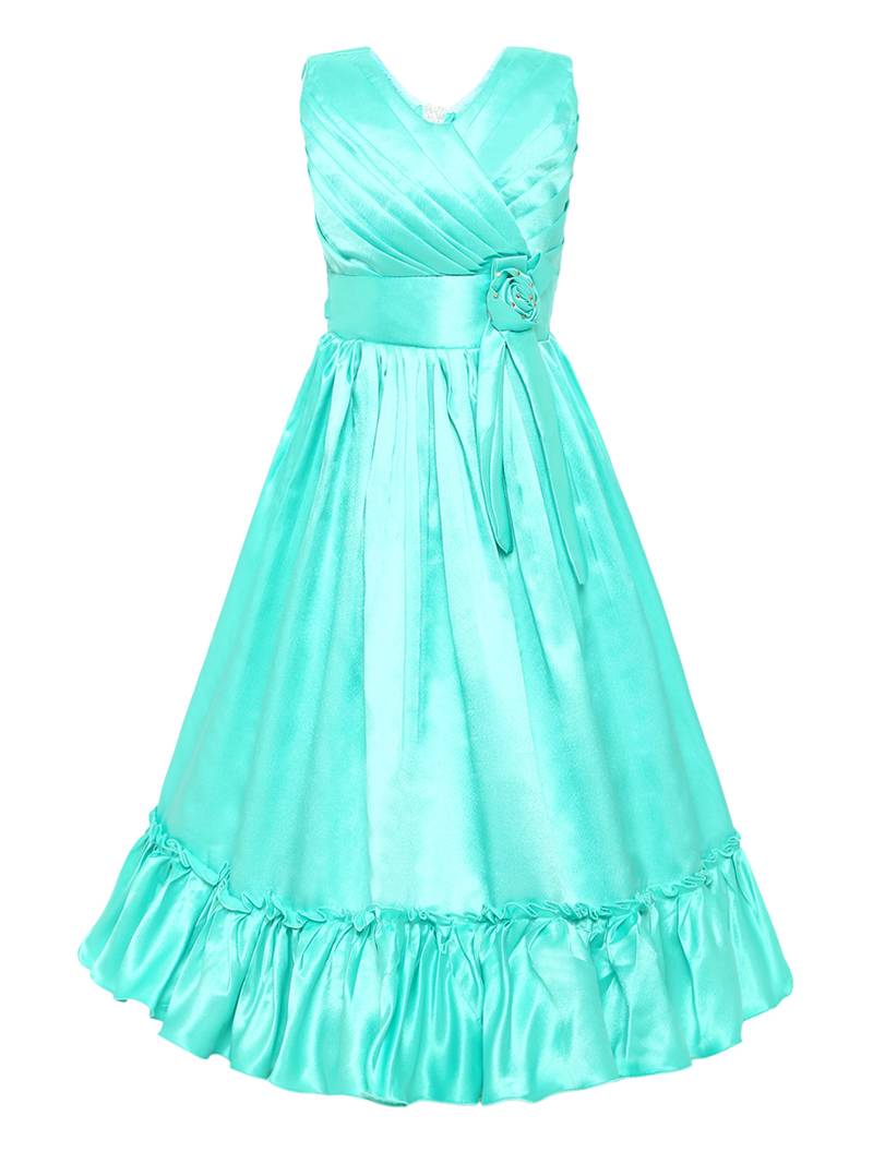 Green Silk Blend Party Gown
