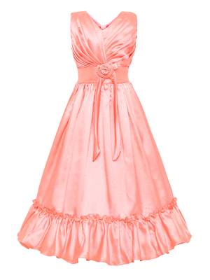Orange Satin Party Gown 1