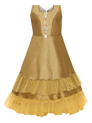 Gold Silk Blend Party Gown 1