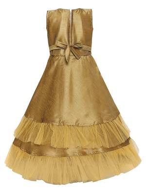 Gold Silk Blend Party Gown 2