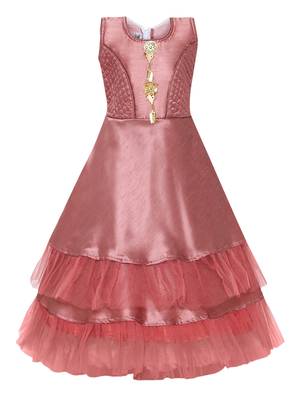 Beige Silk Blend Party Gown 1