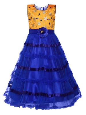 Blue Silk Blend Party Gown 1