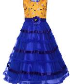 Blue Silk Blend Party Gown