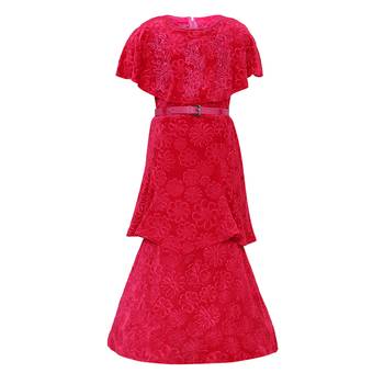 Red Silk Blend Party Gown 1