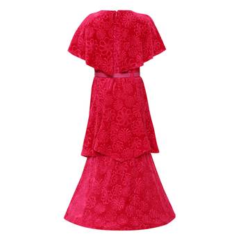 Red Silk Blend Party Gown 2