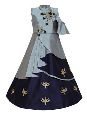 Grey Silk Blend Party Gown 1