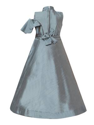 Grey Silk Blend Party Gown 2
