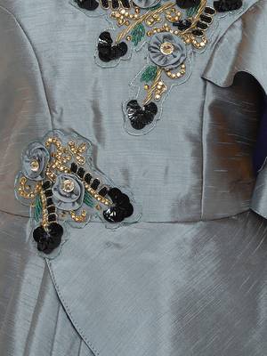 Grey Silk Blend Party Gown 3