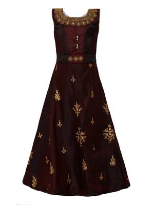 Brown Silk Blend Party Gown 1