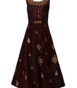 Brown Silk Blend Party Gown