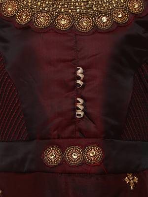 Brown Silk Blend Party Gown 3