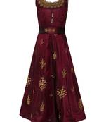 Purple Silk Blend Party Gown