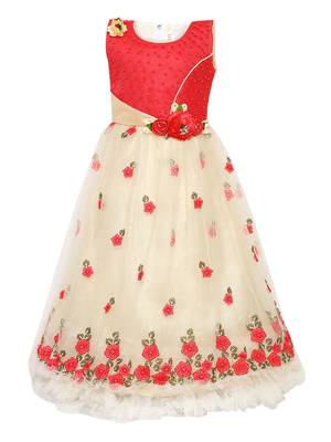 Orange Embroidered Nylon Gown 1