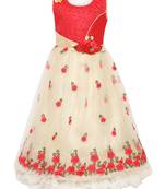 Orange Embroidered Nylon Gown