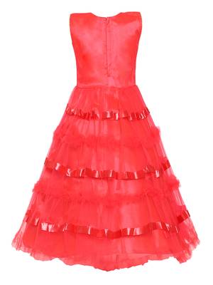 Red Embroidered Net Gown 2