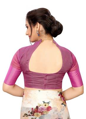 Grey printed cotton saree with blouse 3