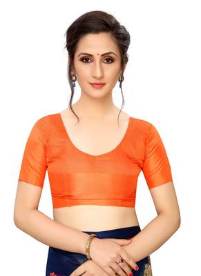 Dark blue printed cotton saree with blouse 2