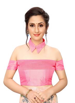 Cream printed cotton saree with blouse 2