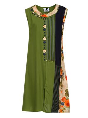 Green Printed Cotton Kurti 1