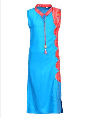 Blue Cotton Regular Kurti 1