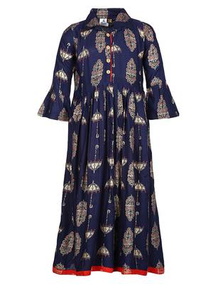 Blue Cotton Regular Kurti 1