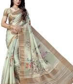 Light green woven silk saree with blouse