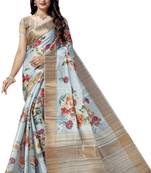 Blue woven silk saree with blouse