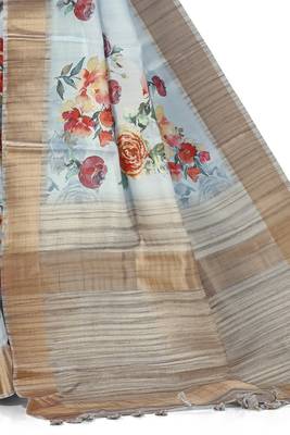 Blue woven silk saree with blouse 3