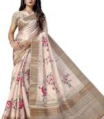 Pink woven silk saree with blouse