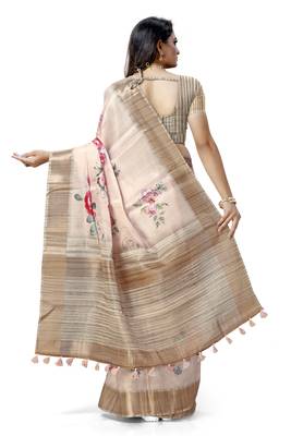 Pink woven silk saree with blouse 2
