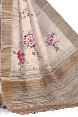 Pink woven silk saree with blouse 3
