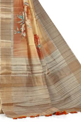 Orange woven silk saree with blouse 3