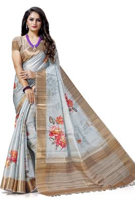 Blue woven silk saree with blouse 1