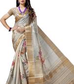 Grey woven silk saree with blouse