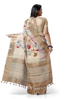 Pink woven silk saree with blouse 2