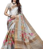 Grey woven silk saree with blouse