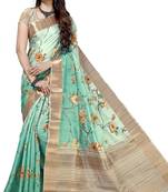 Green woven silk saree with blouse