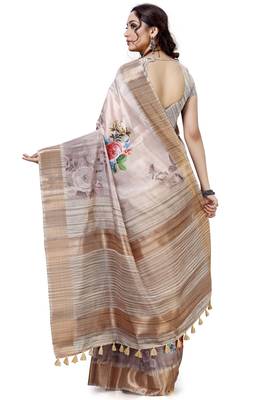 Purple woven silk saree with blouse 2