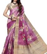 Purple woven silk saree with blouse