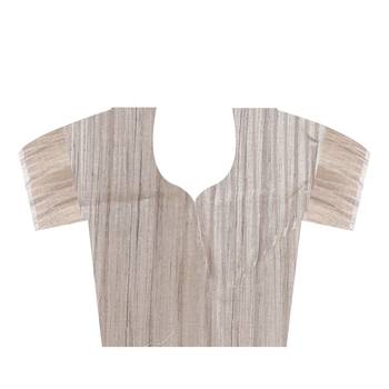 Off white woven silk saree with blouse 4