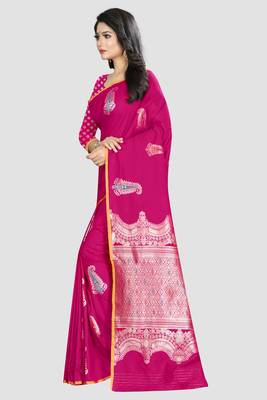 Pink Woven Kanchipuram Silk Saree With Blouse 2