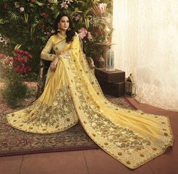 Yellow Embroidered Pure Silk Saree With Blouse 2