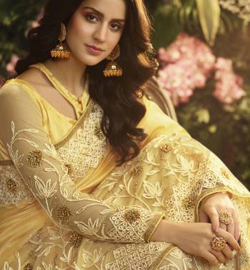 Yellow Embroidered Pure Silk Saree With Blouse 3