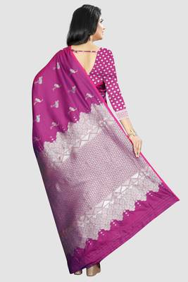 Purple Woven Kanchipuram Silk Saree With Blouse 3