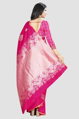 Pink Woven Kanchipuram Silk Saree With Blouse 3