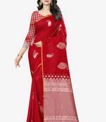 Red Woven Kanchipuram Silk Saree With Blouse