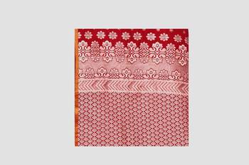 Red Woven Kanchipuram Silk Saree With Blouse 5